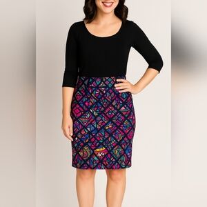 NWT Lularoe Cassie Pencil Skirt Size Large Dragonfly Red Black Print